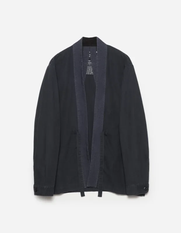 4605 Hemp Hanten Shirt Navy sold by Maharishi