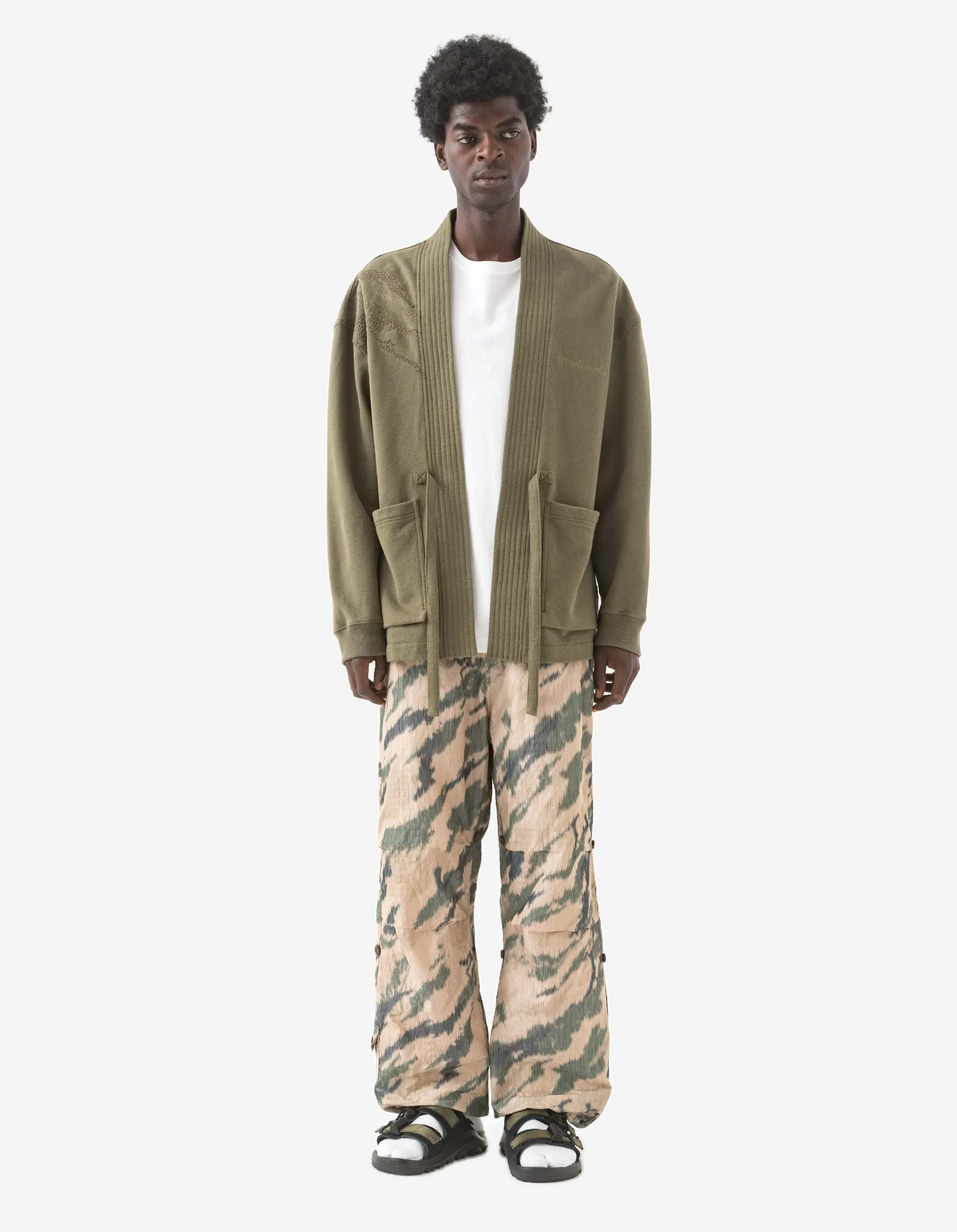 6222 Sashiko Bonsai Sweat Kimono Olive OG-107F sold by Maharishi product image thumbnail 3