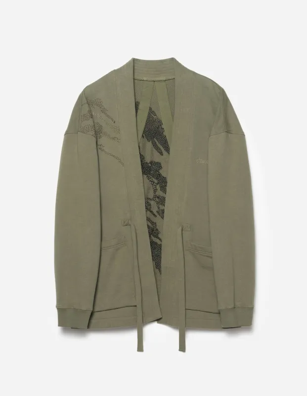 6222 Sashiko Bonsai Sweat Kimono Olive OG-107F sold by Maharishi