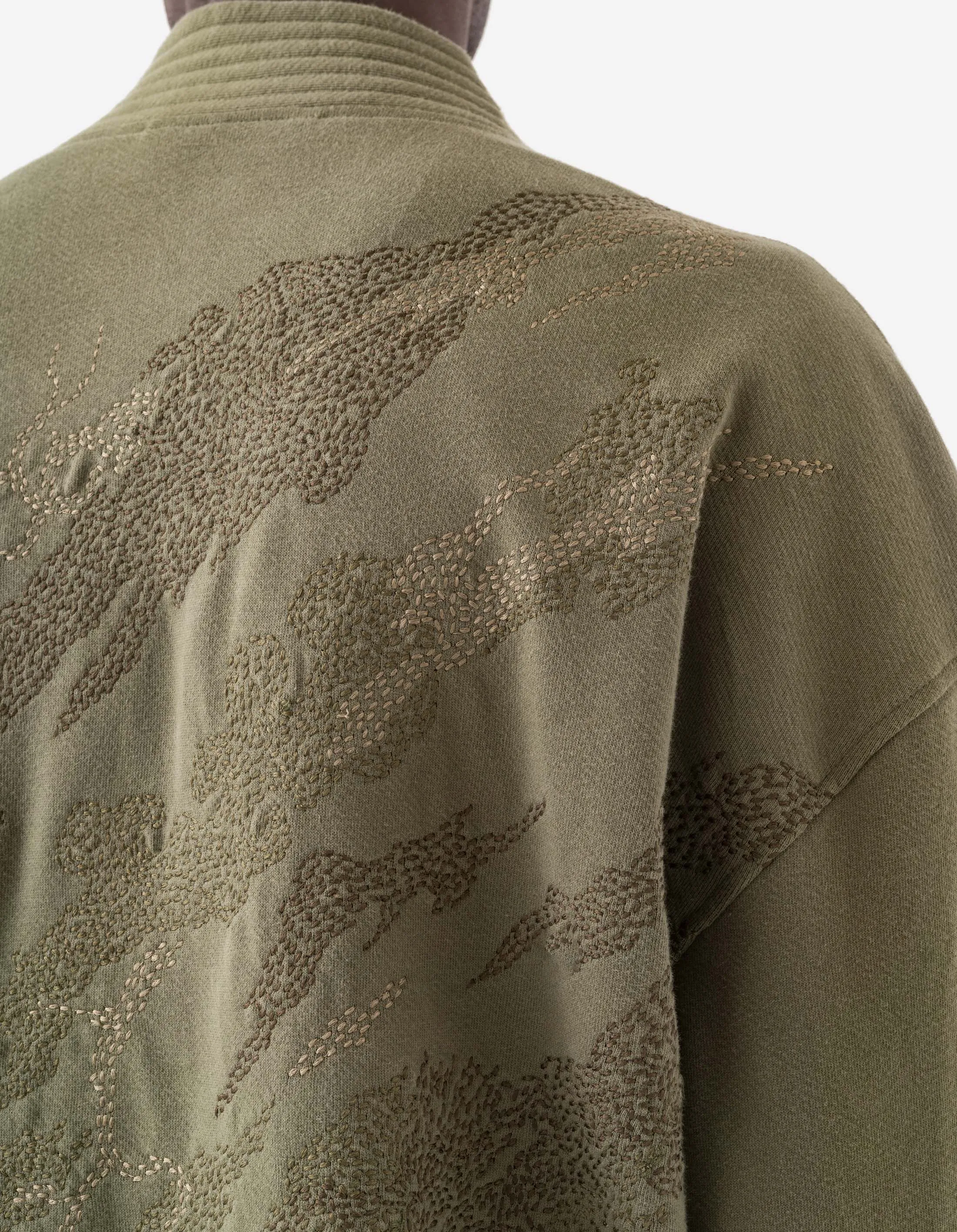 6222 Sashiko Bonsai Sweat Kimono Olive OG-107F sold by Maharishi product image thumbnail 5