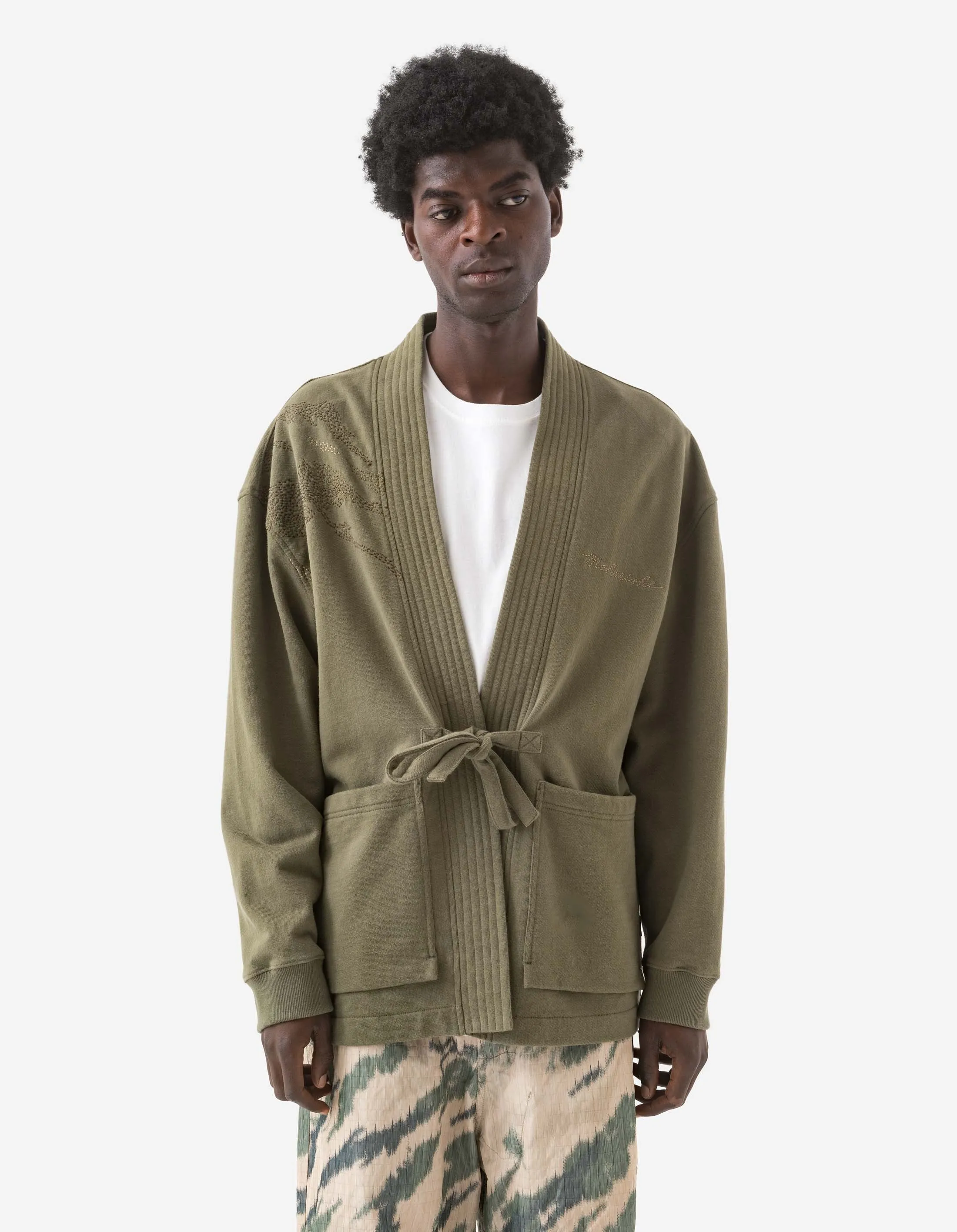 6222 Sashiko Bonsai Sweat Kimono Olive OG-107F sold by Maharishi product image thumbnail 2