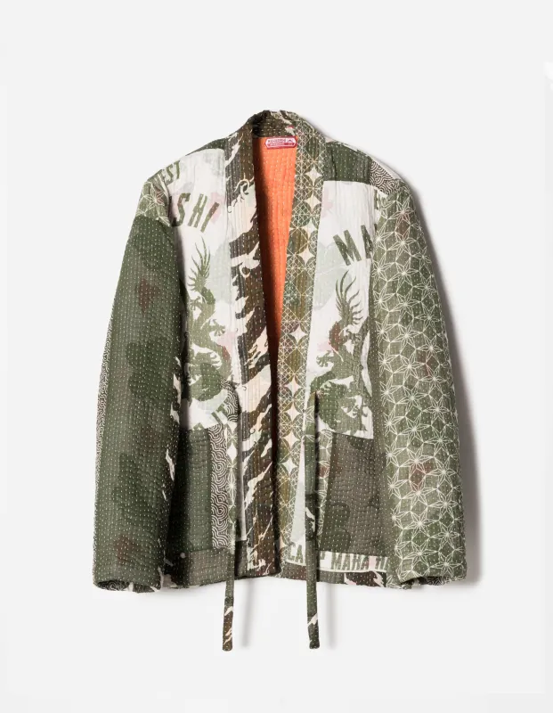 7277 Maha Dry Goods Kimono Ecru/Olive sold by Maharishi
