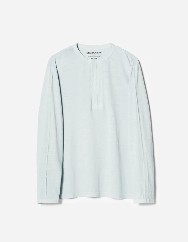 7208 Cotton Hemp Henley L/S T-Shirt Light Blue made by Maharishi