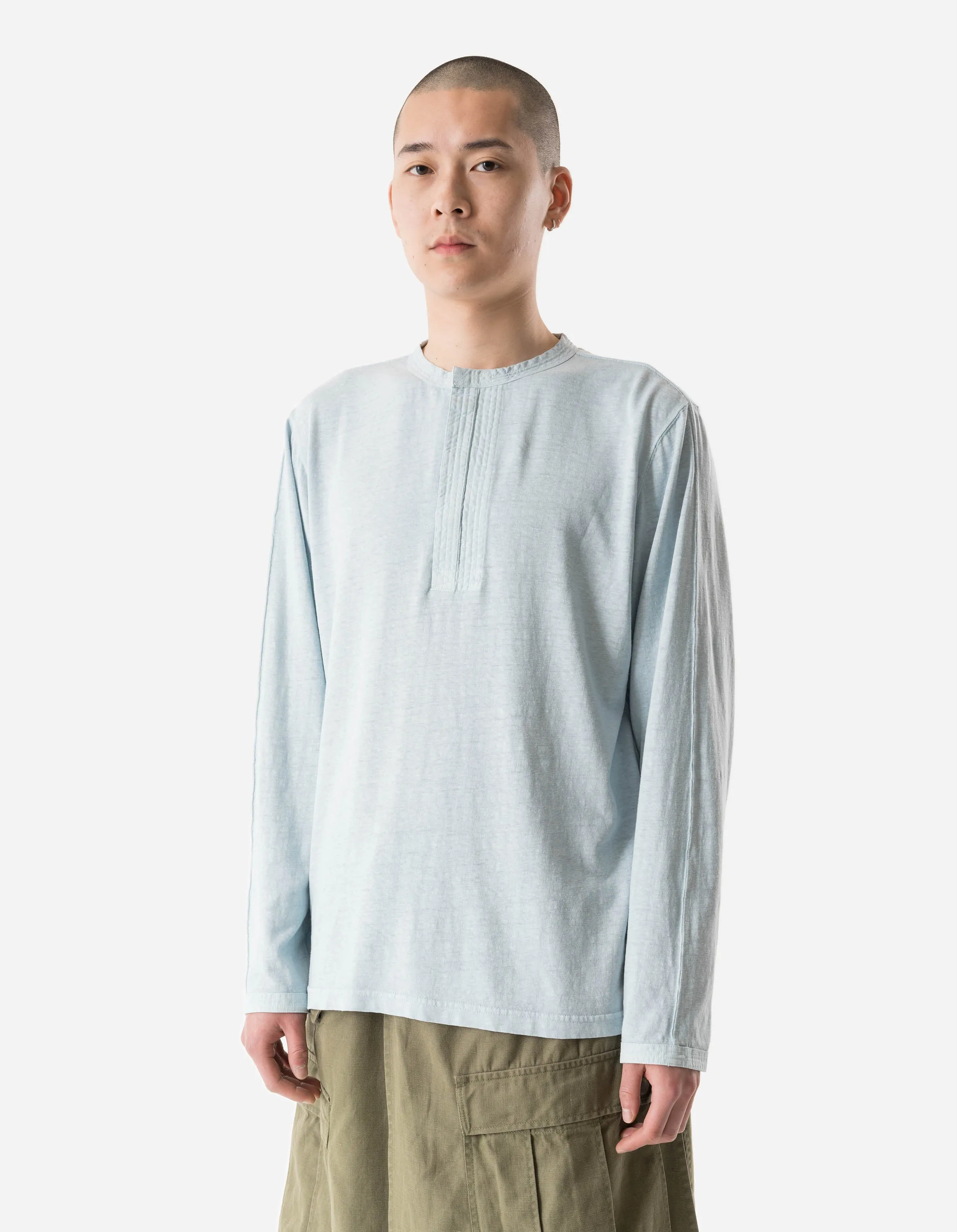 7208 Cotton Hemp Henley L/S T-Shirt Light Blue sold by Maharishi product image thumbnail 3