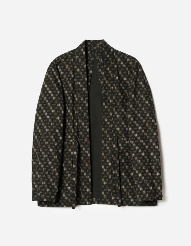 7322 Kasuri Kimono Overshirt Sumi Black sold by Maharishi