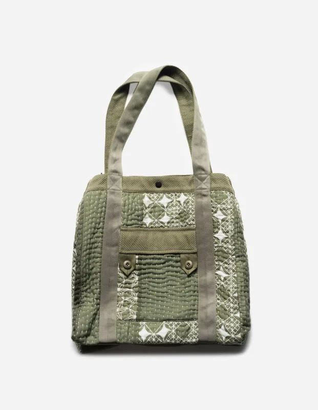 7283 Maha Dry Goods Tote Bag Ecru/Olive made by Maharishi