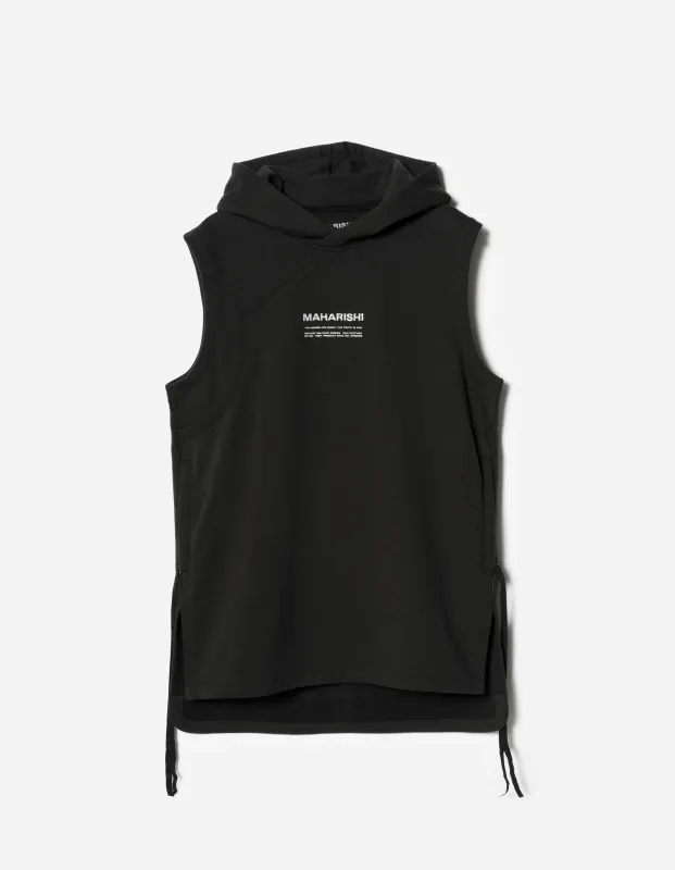 7270 Hooded Prayer Gilet Black made by Maharishi