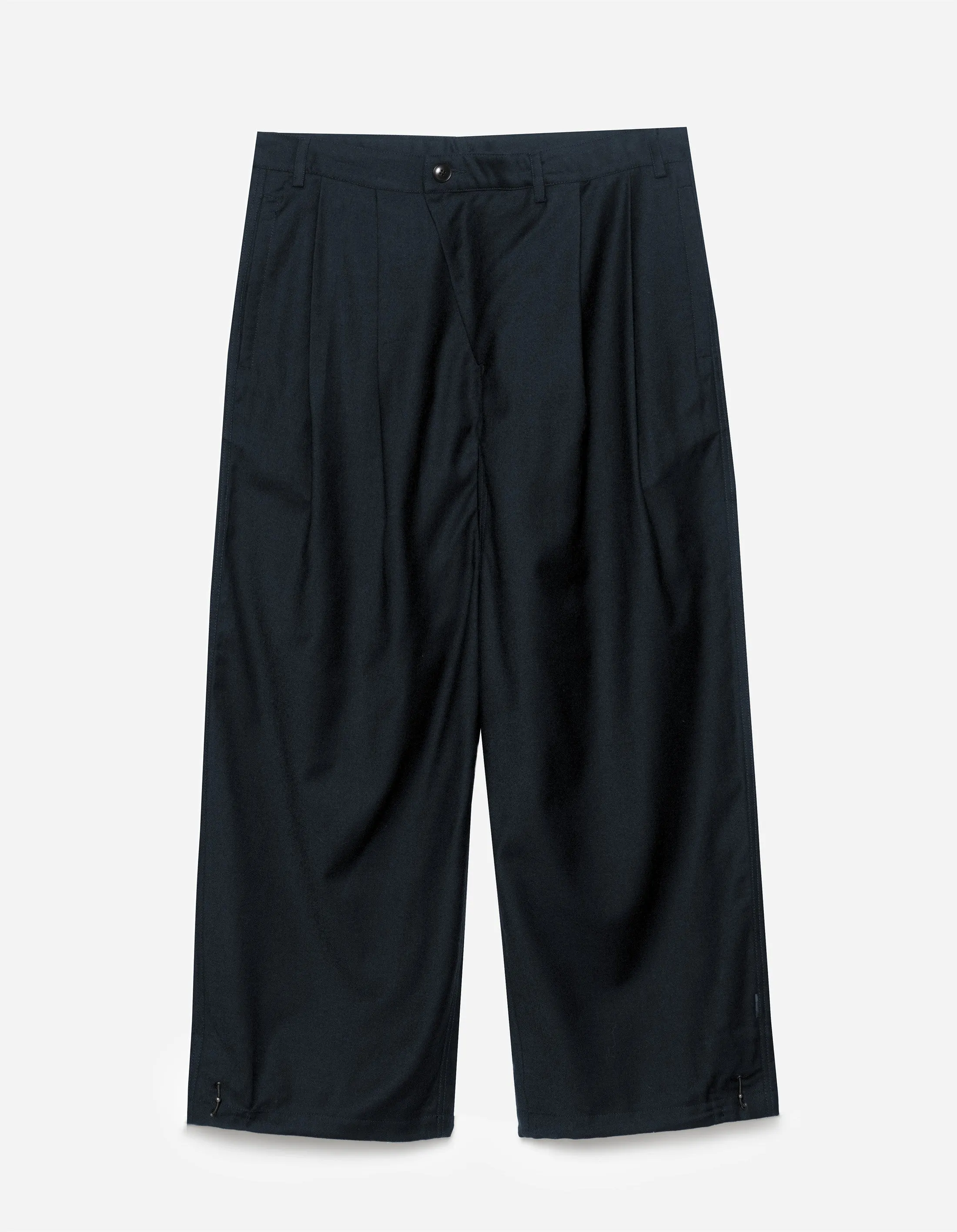 7312 Maha Asym Linen Pleated Pants Navy sold by Maharishi