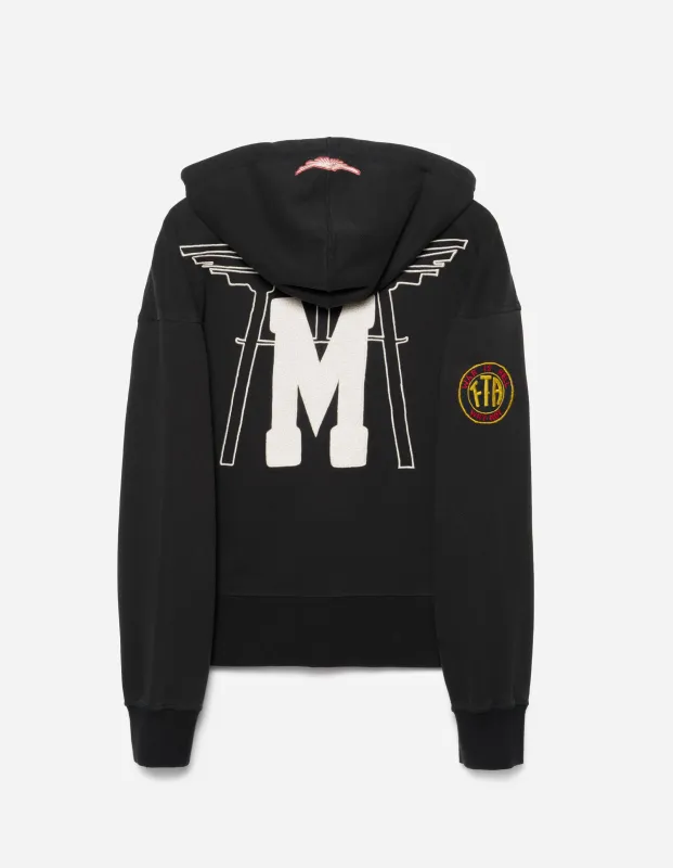 7244 Temple M Vintage Hooded Sweat Black made by Maharishi