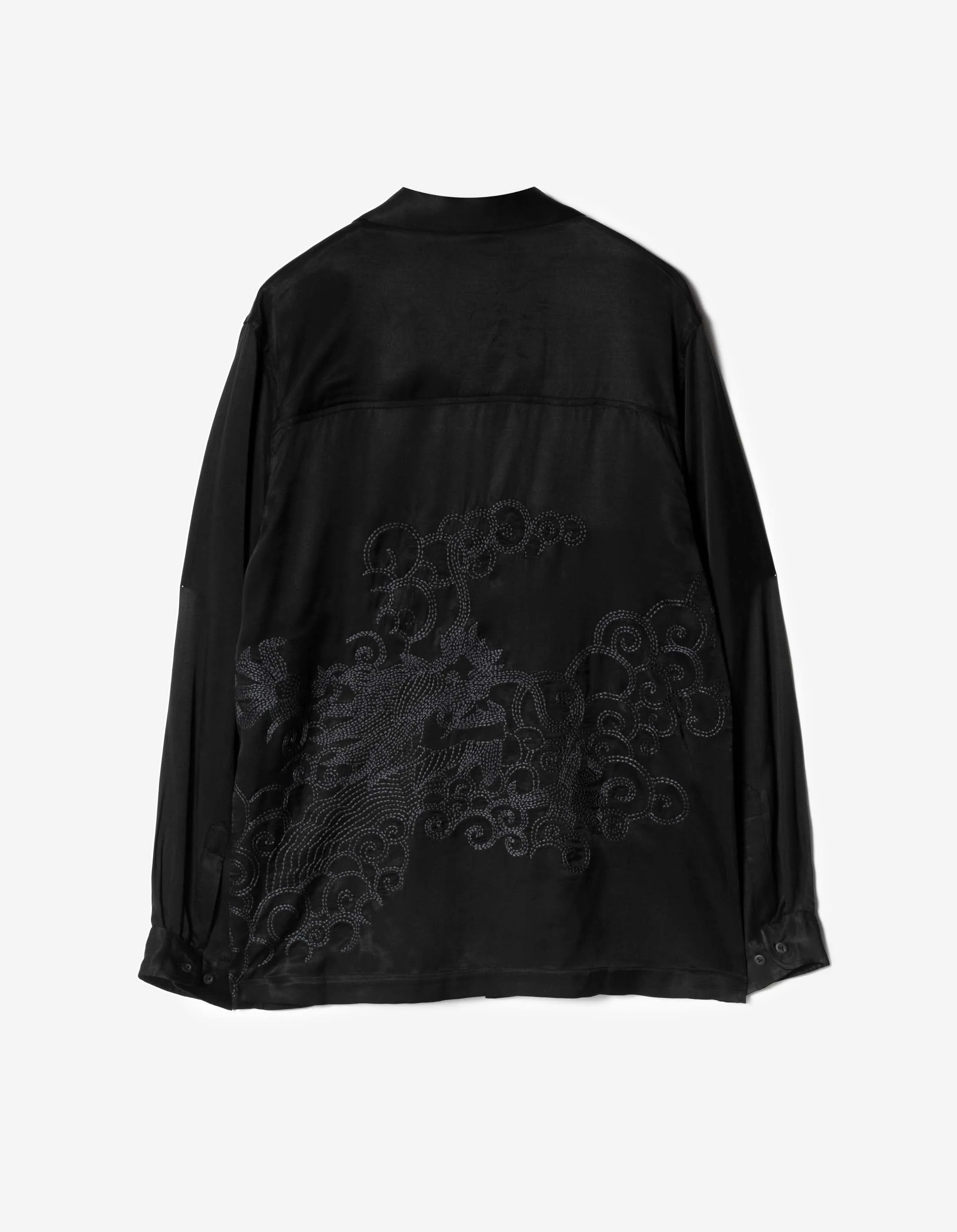 7365 Ascending Dragon Cupro Shirt Black sold by Maharishi
