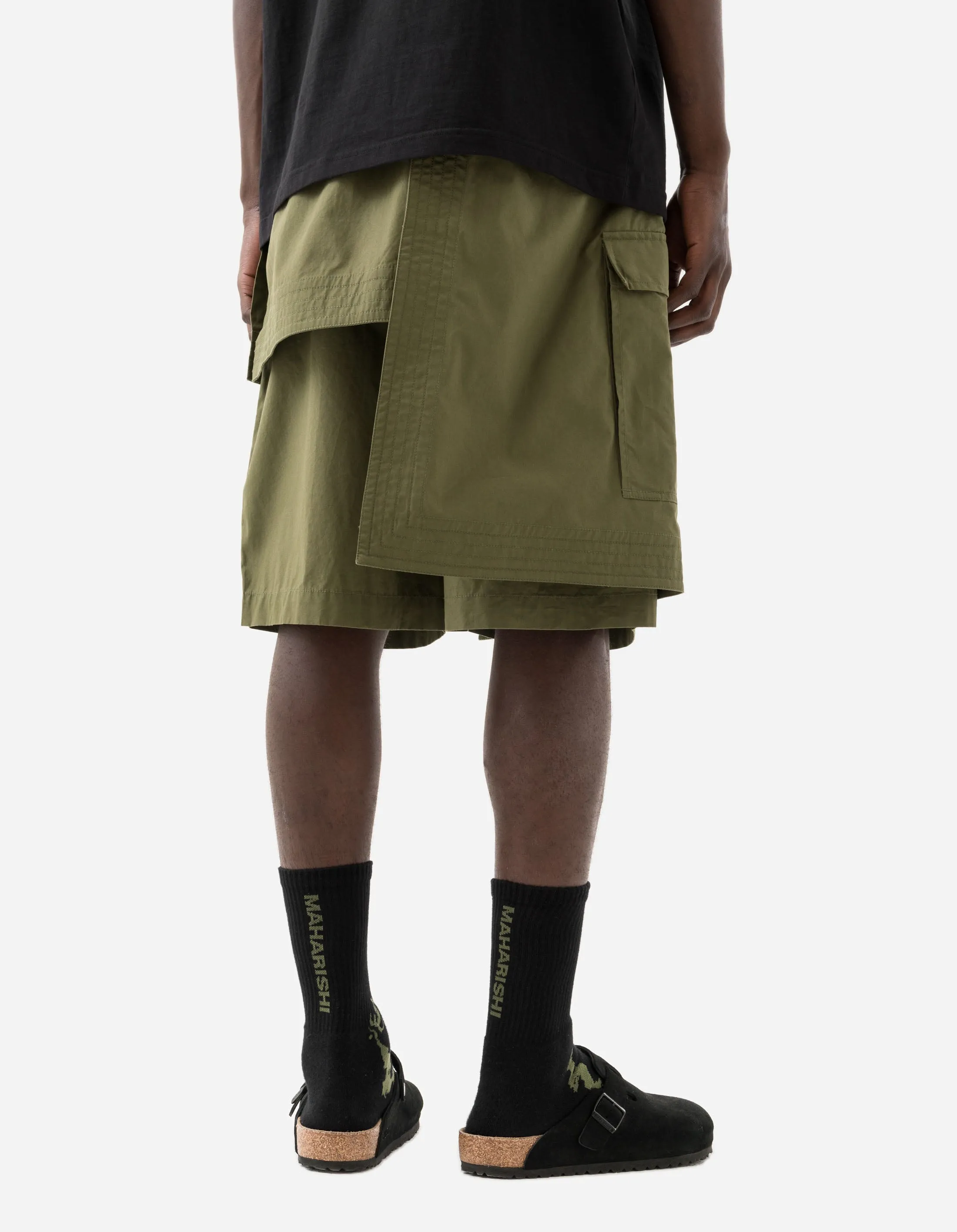 6056 Asym Hakama Shorts Olive OG-107F sold by Maharishi product image thumbnail 4
