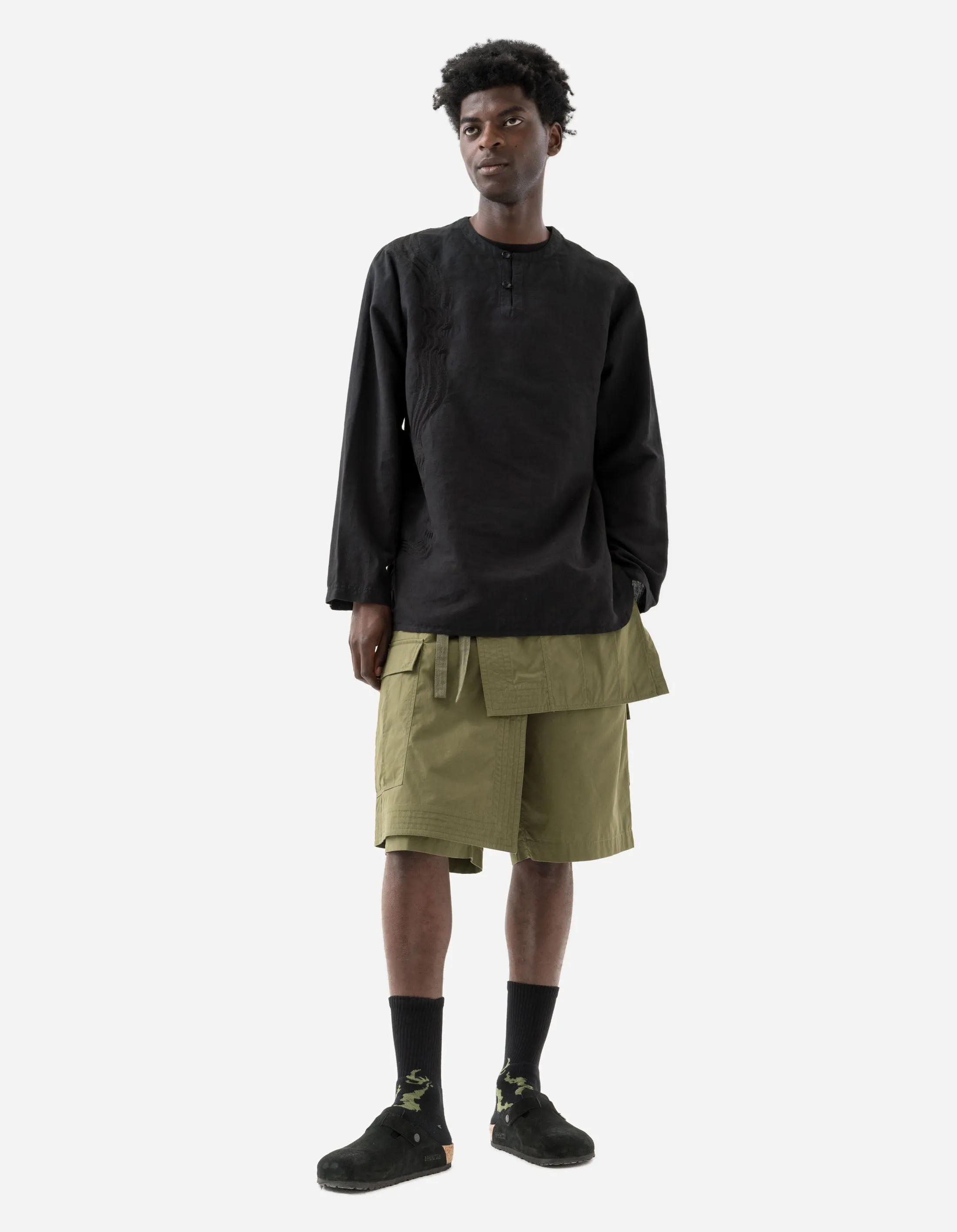 6056 Asym Hakama Shorts Olive OG-107F sold by Maharishi product image thumbnail 2