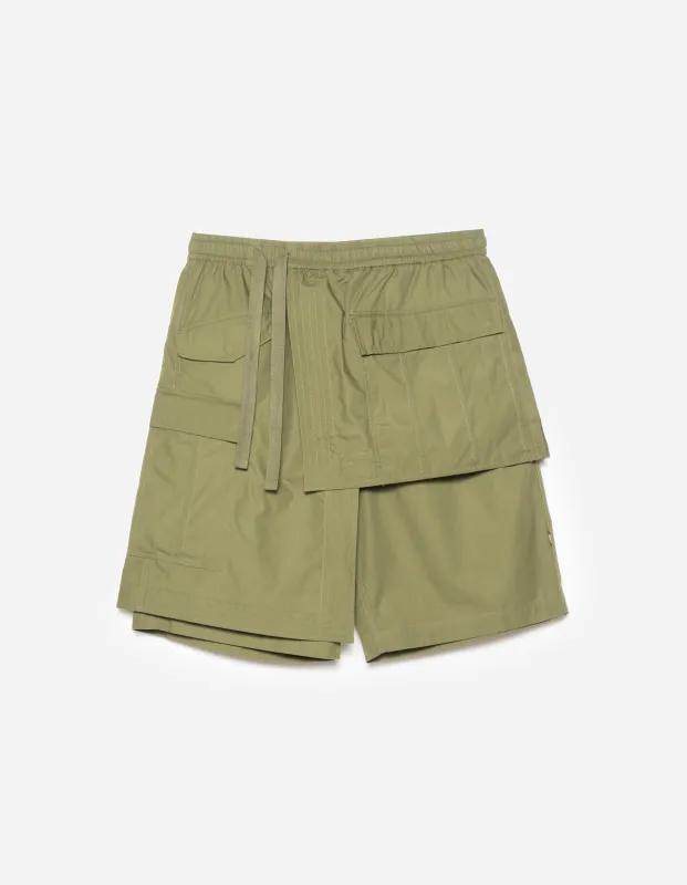6056 Asym Hakama Shorts Olive OG-107F made by Maharishi