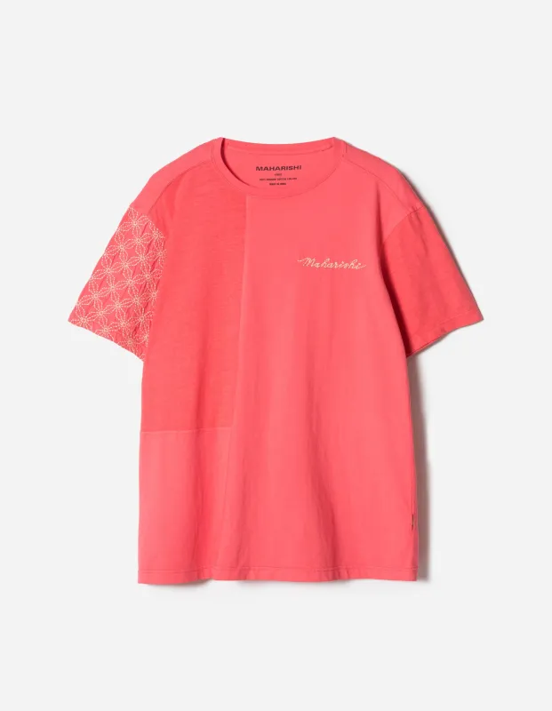 7586 Sashiko S/S T-Shirt Cerise made by Maharishi