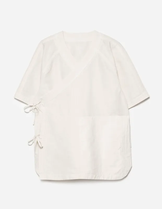 6079 Asym Monk Hemp Shirt Ecru made by Maharishi