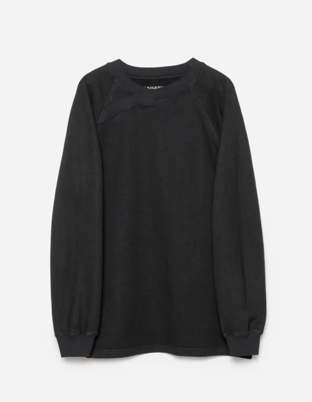 6002 Asym Monk Organic Crew Sweat Black made by Maharishi