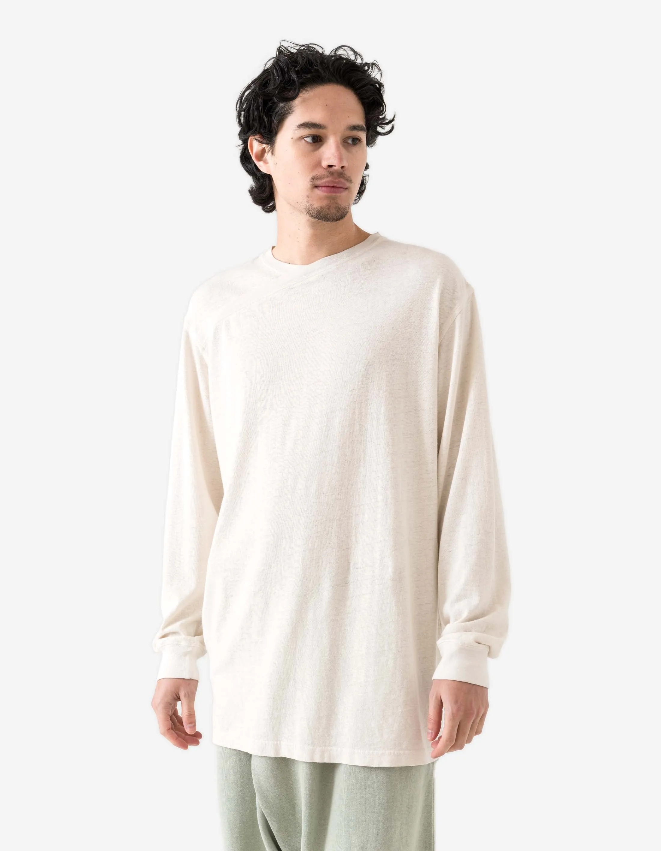 6001 Monk Organic Hemp L/S T-Shirt Ecru sold by Maharishi product image thumbnail 2