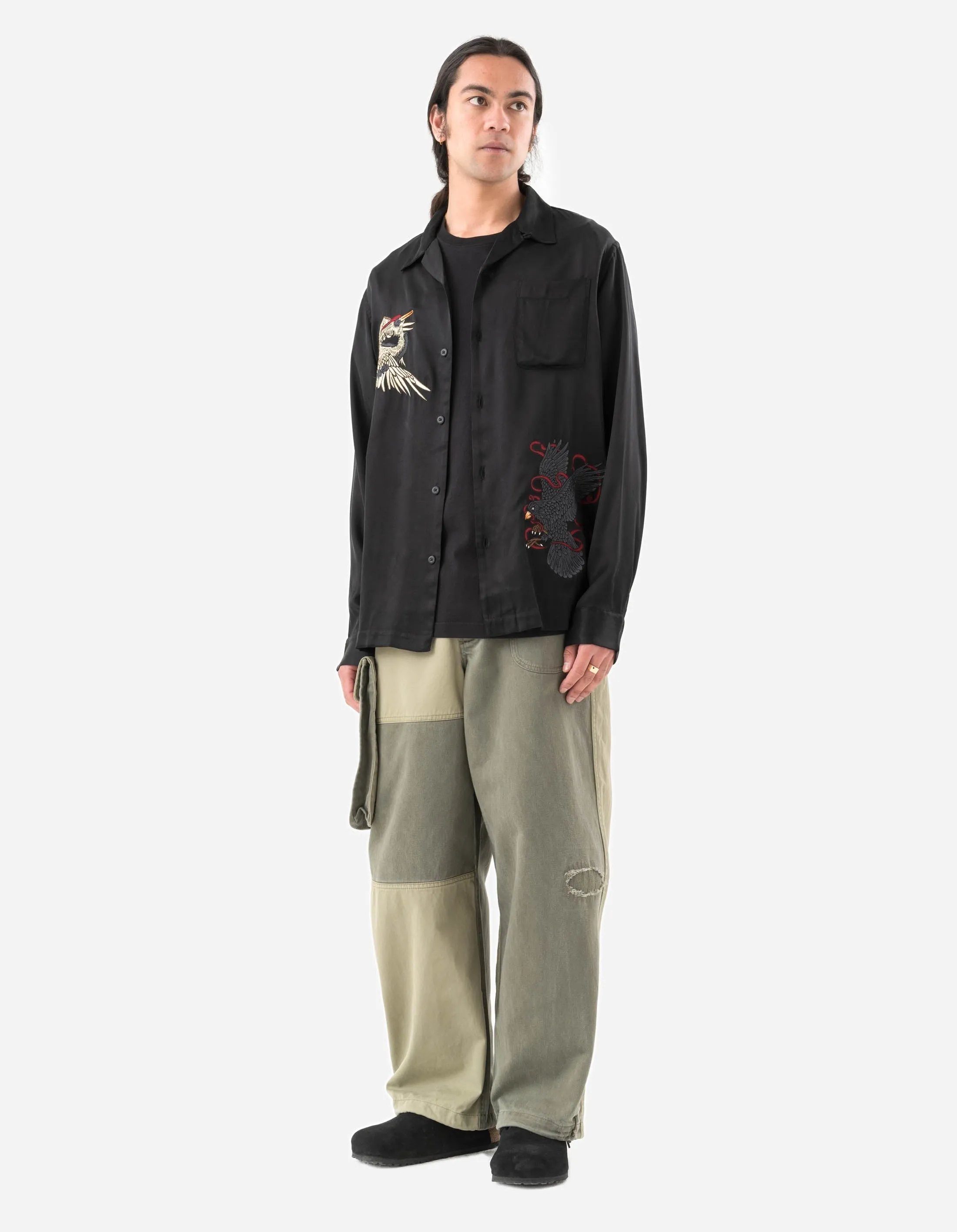 1494 Crow & Heron Camp Collar Shirt Black sold by Maharishi product image thumbnail 2
