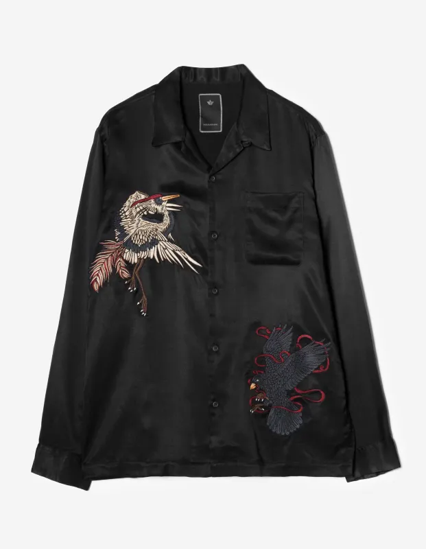 1494 Crow & Heron Camp Collar Shirt Black made by Maharishi