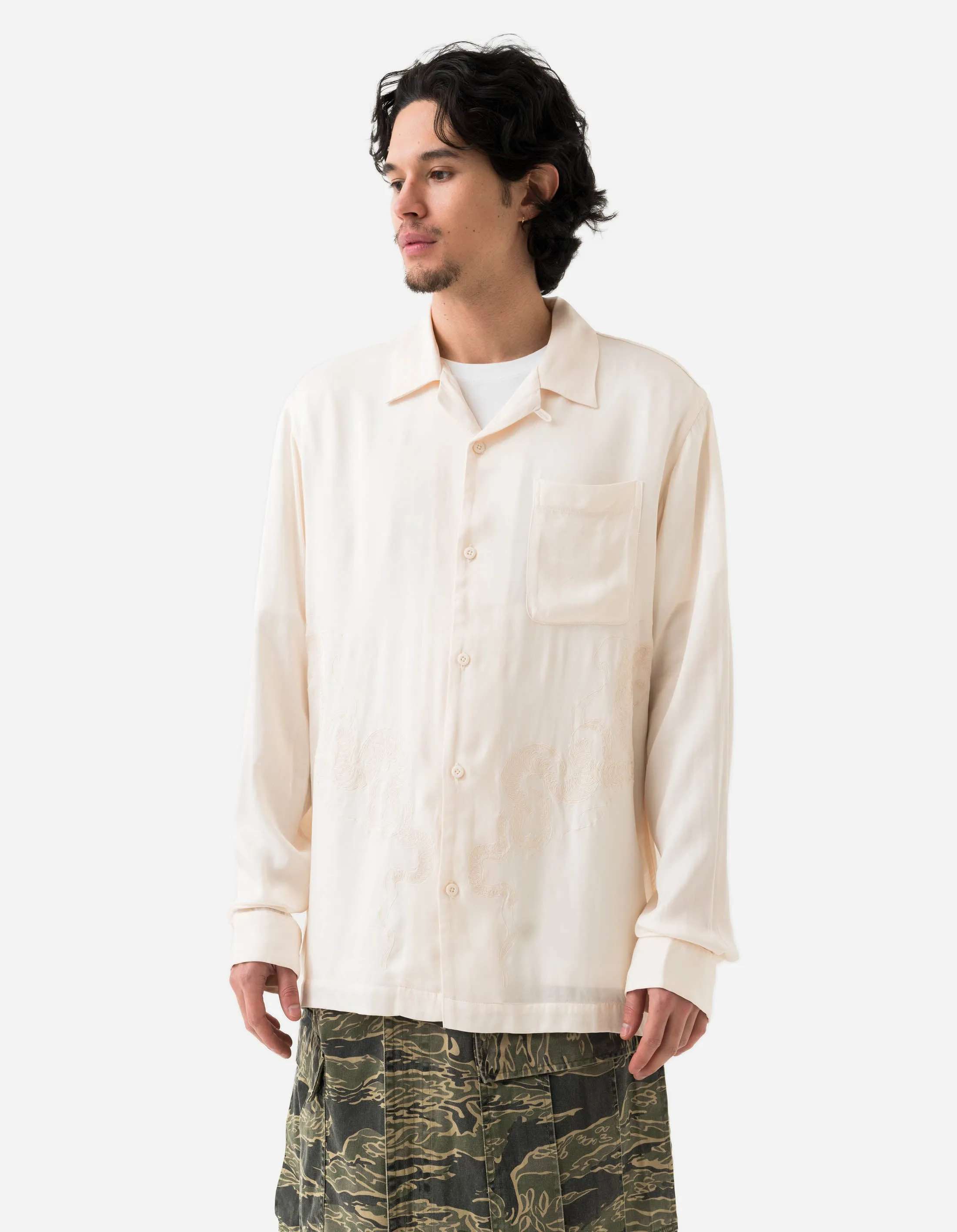 6121 Year of the Snake Cupro Shirt Ecru sold by Maharishi product image thumbnail 3