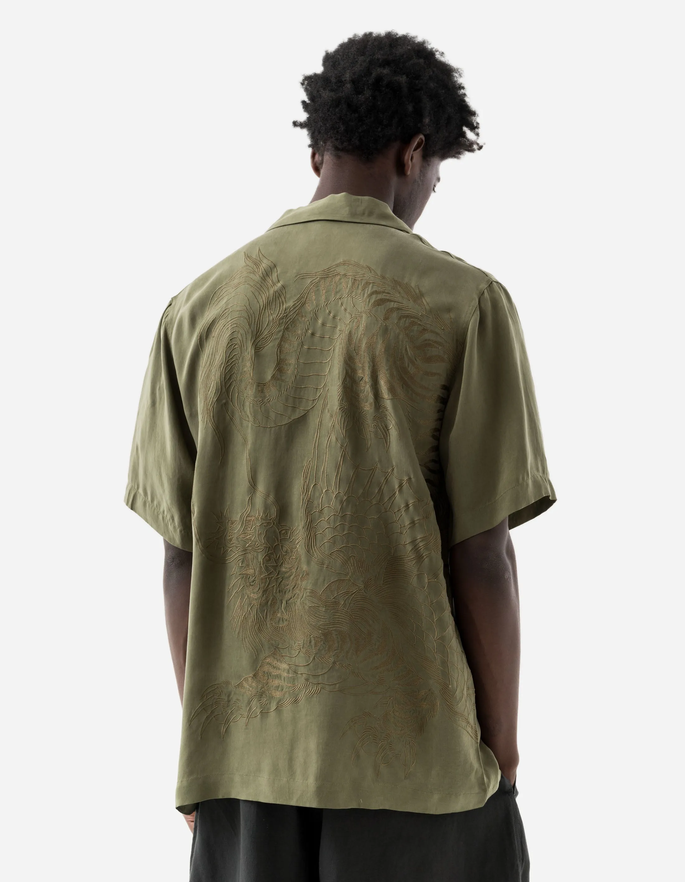 6098 Tiger Dragon Camp Collar Shirt Olive OG-107F sold by Maharishi product image thumbnail 3