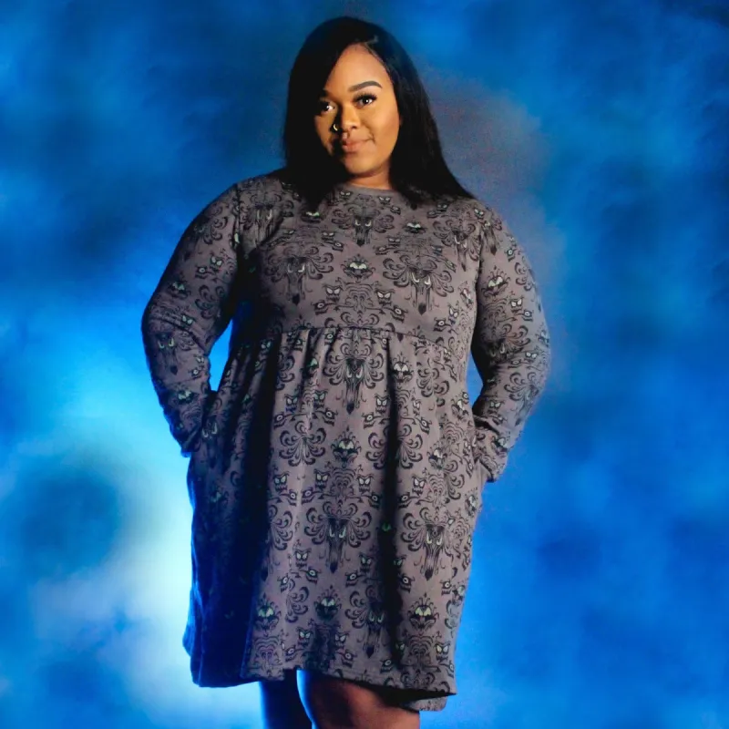 Haunted Mansion Glow Wallpaper Sweater Dress sold by Cakeworthy