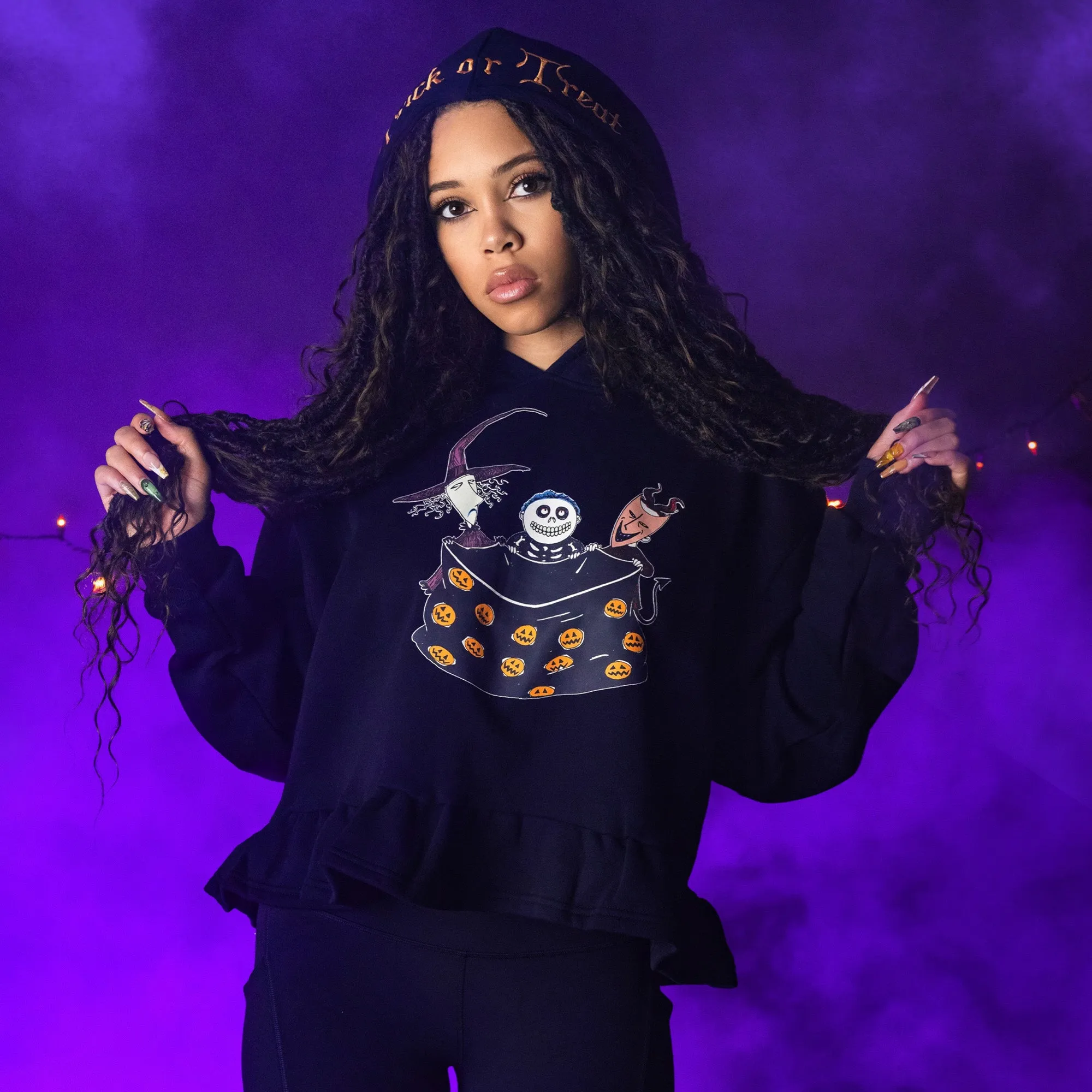 Trick or Treaters Ruffle Hoodie sold by Cakeworthy