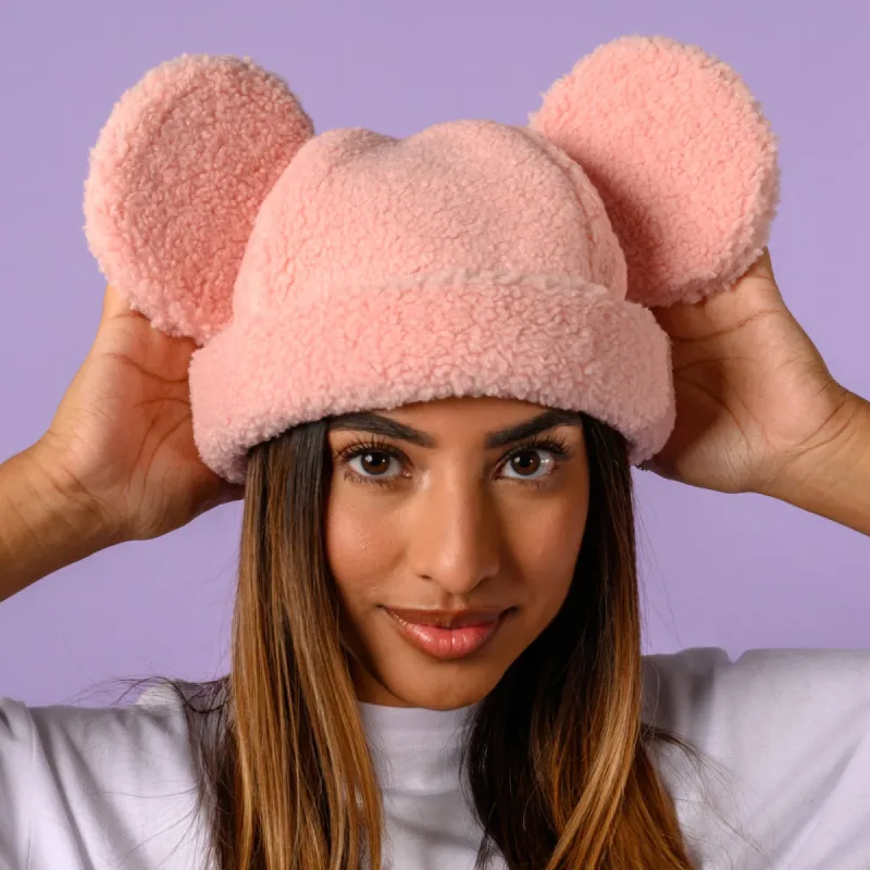 Pink Minnie Mouse Sherpa Beanie sold by Cakeworthy