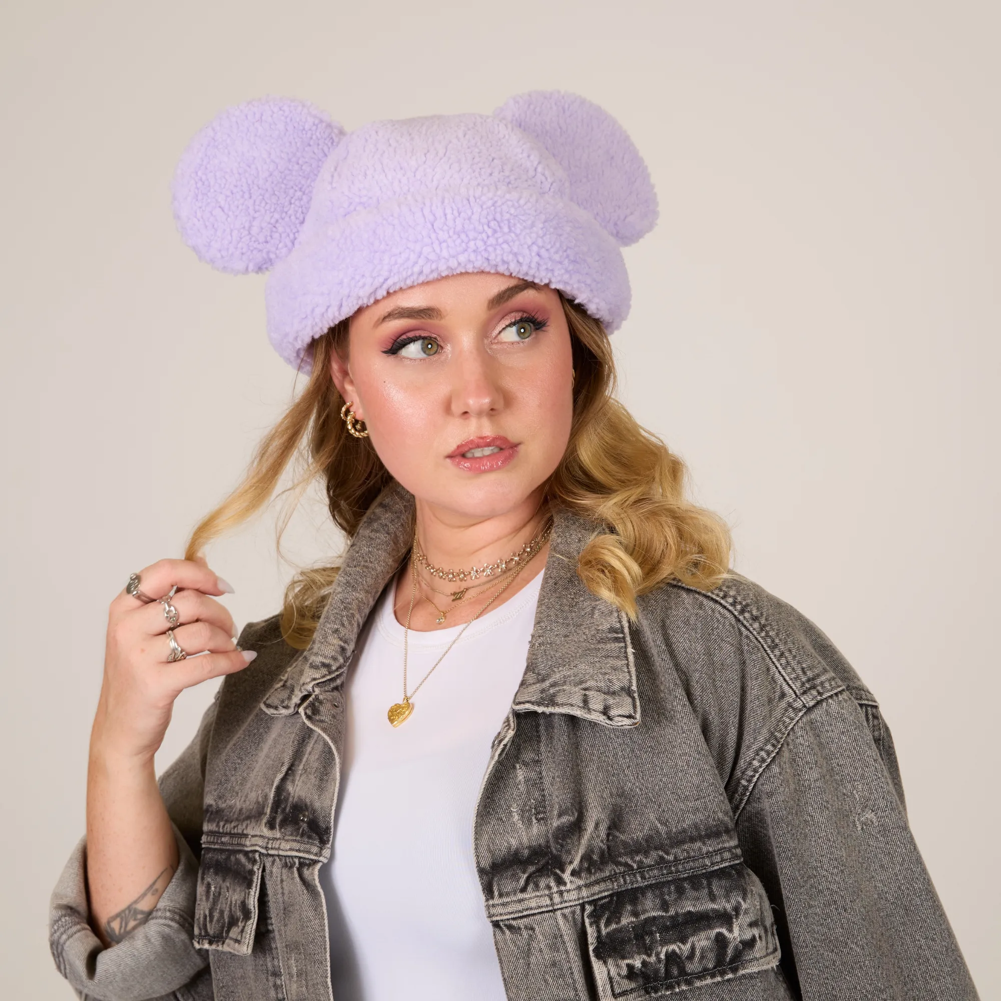 Mickey Sherpa Beanie Lavender sold by Cakeworthy product image thumbnail 2