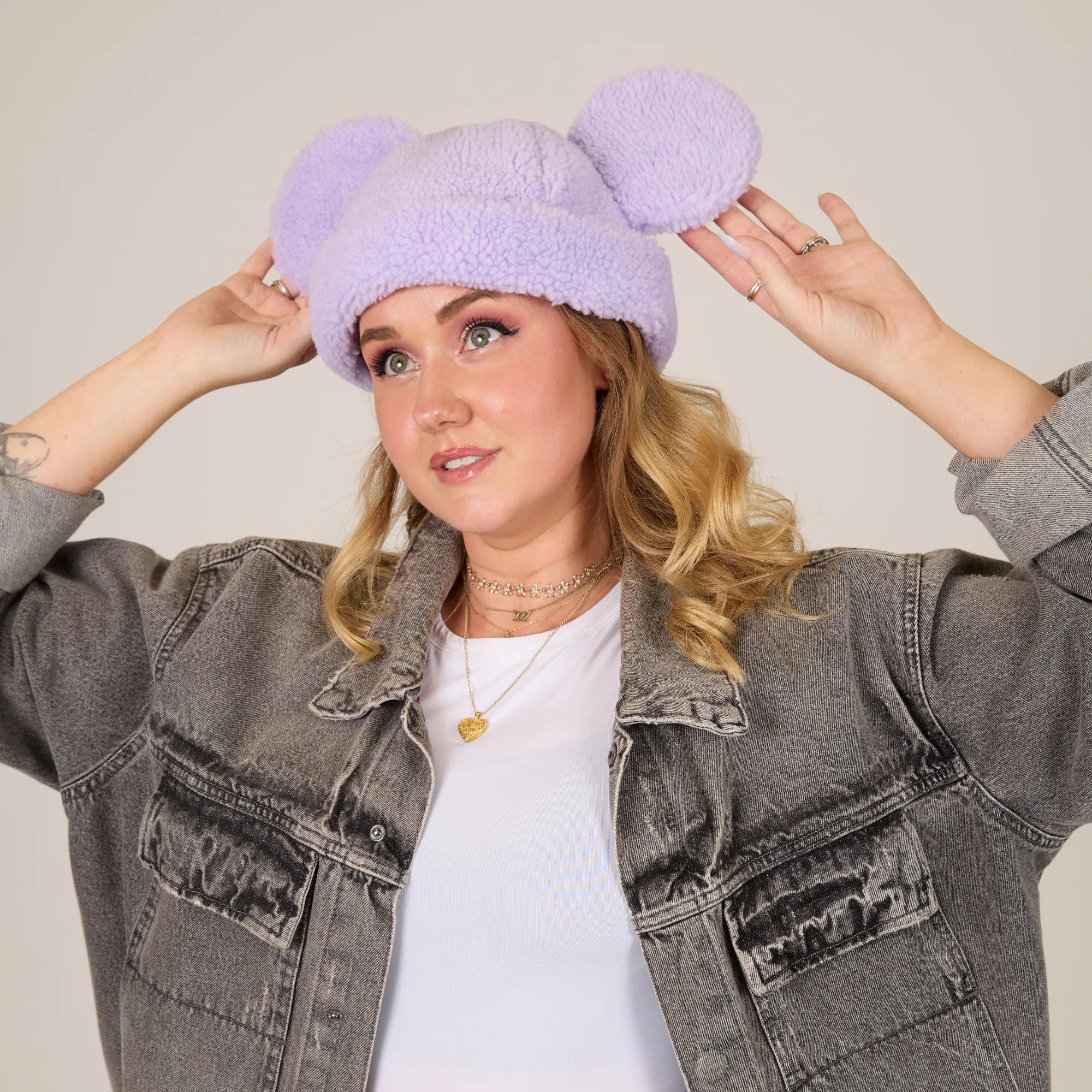 Mickey Sherpa Beanie Lavender sold by Cakeworthy product image thumbnail 4