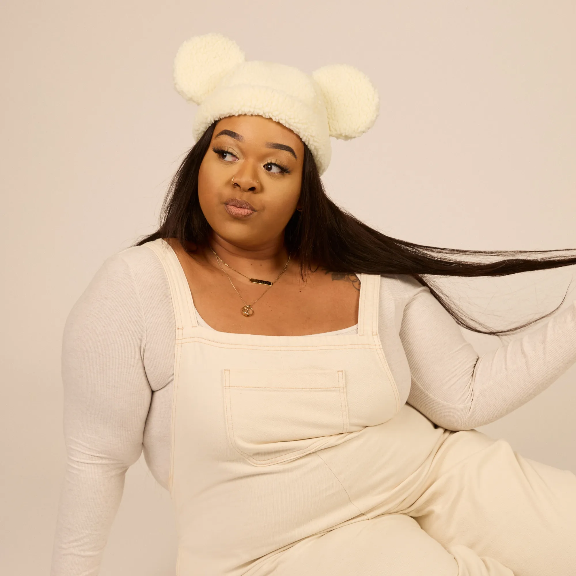 Mickey Sherpa Beanie Cream sold by Cakeworthy product image thumbnail 3