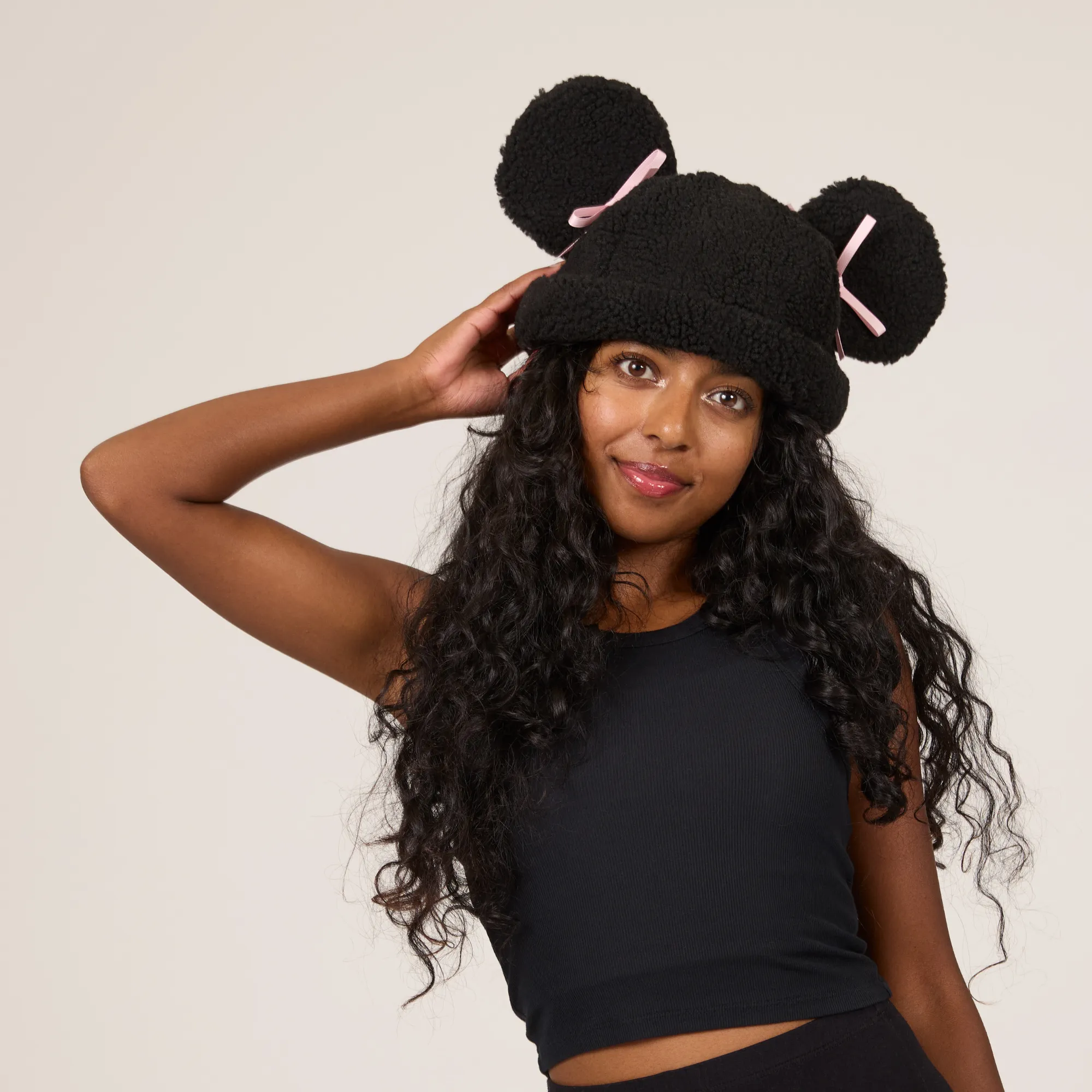 Minnie Sherpa Beanie Pink Bow sold by Cakeworthy product image thumbnail 2