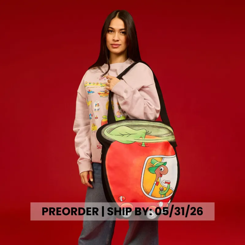 Richard Scarry's Busy World Lowly Worm Oversized Tote Bag made by Cakeworthy