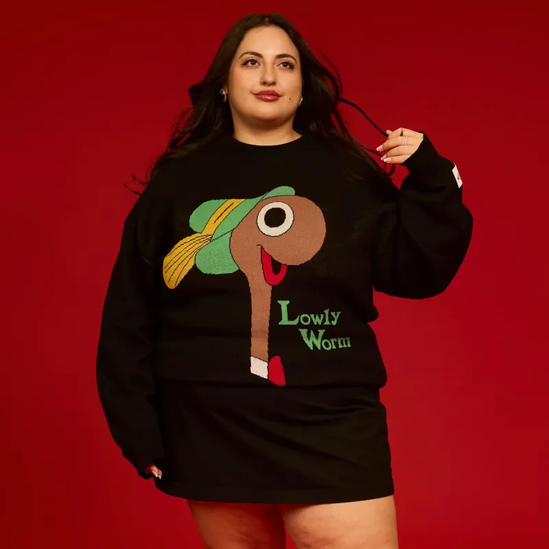Richard Scarry's Busy World Lowly Worm Knit Sweater made by Cakeworthy