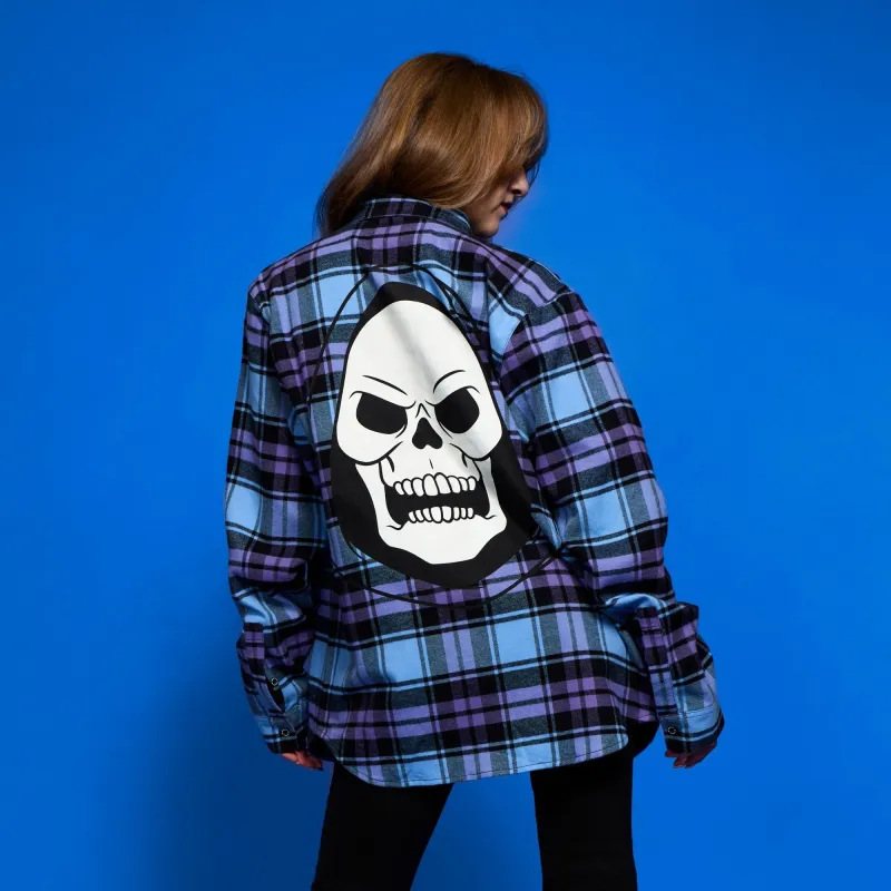 Masters of the Universe Skeletor Glow Flannel made by Cakeworthy