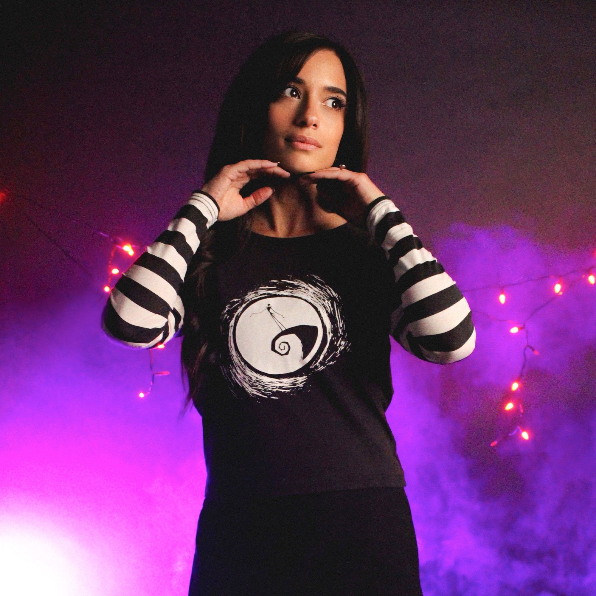 Jack Skellington Long Sleeve Crop T-Shirt sold by Cakeworthy product image thumbnail 3