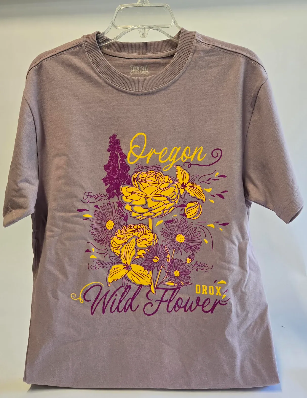 Oregon Wildflower Heavyweight Cotton T-Shirt Lavender sold by Orox