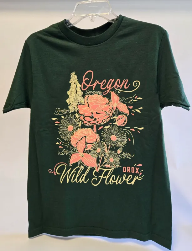 Oregon Wildflower Heavyweight Cotton T-Shirt Forest sold by Orox
