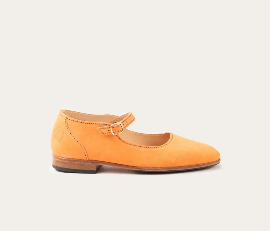 Babie, MaryJane Velours Mandarine sold by La Botte Gardiane