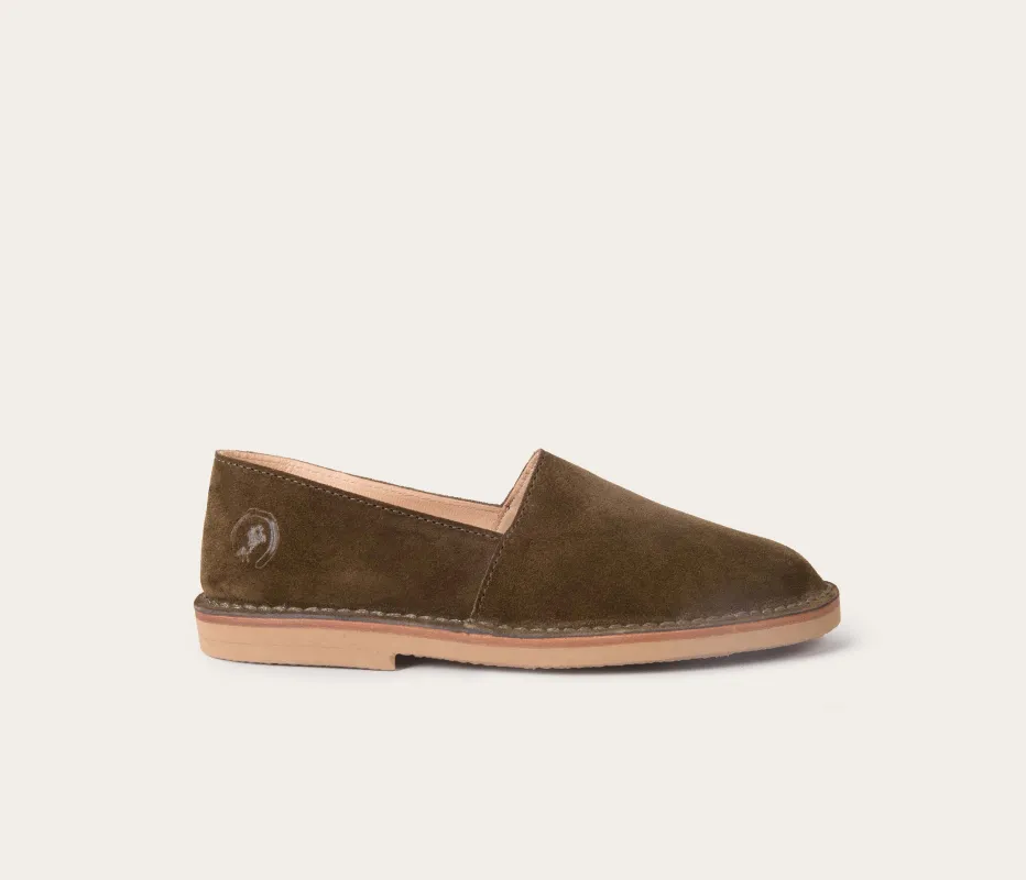 Maurice Mocassin Velours Olive made by La Botte Gardiane