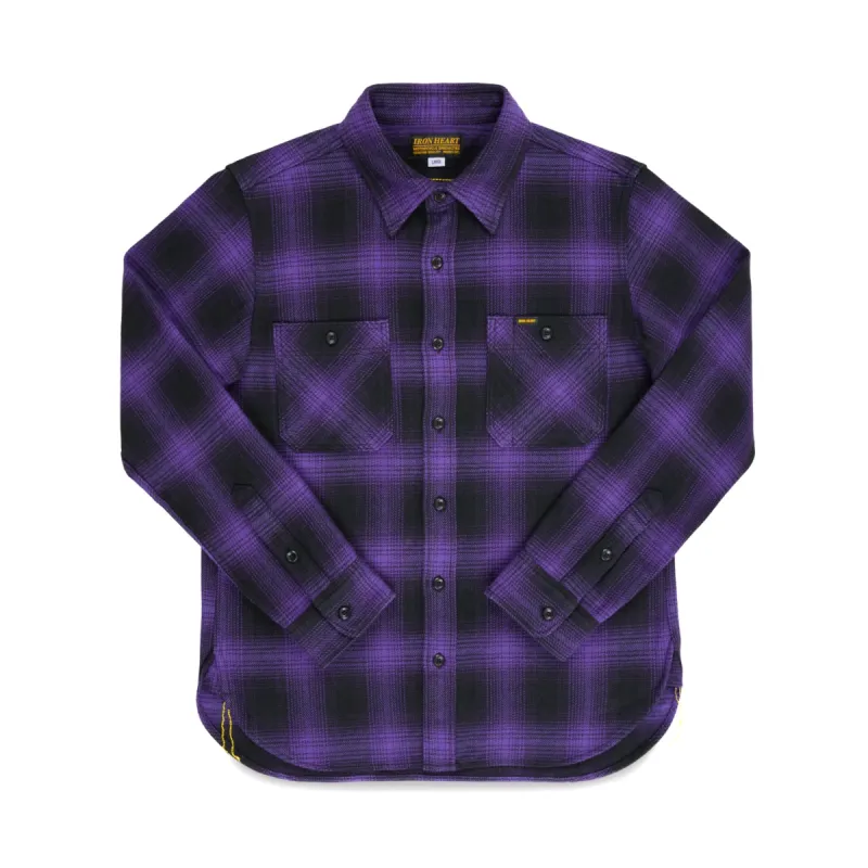 IHSH-265-PUR Ultra Heavy Flannel Ombré Check Work Shirt - Purple/Black sold by BlackBlue