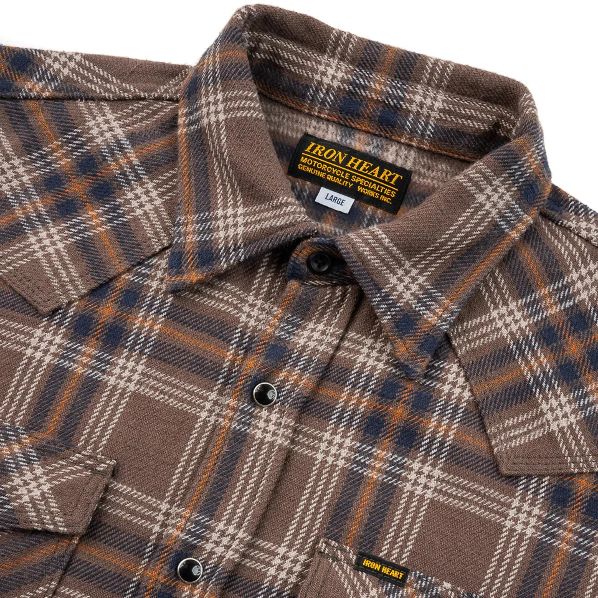 IHSH-431-BRN (FW25) Slubby Heavy Flannel Check Western Shirt - Brown sold by BlackBlue product image thumbnail 3