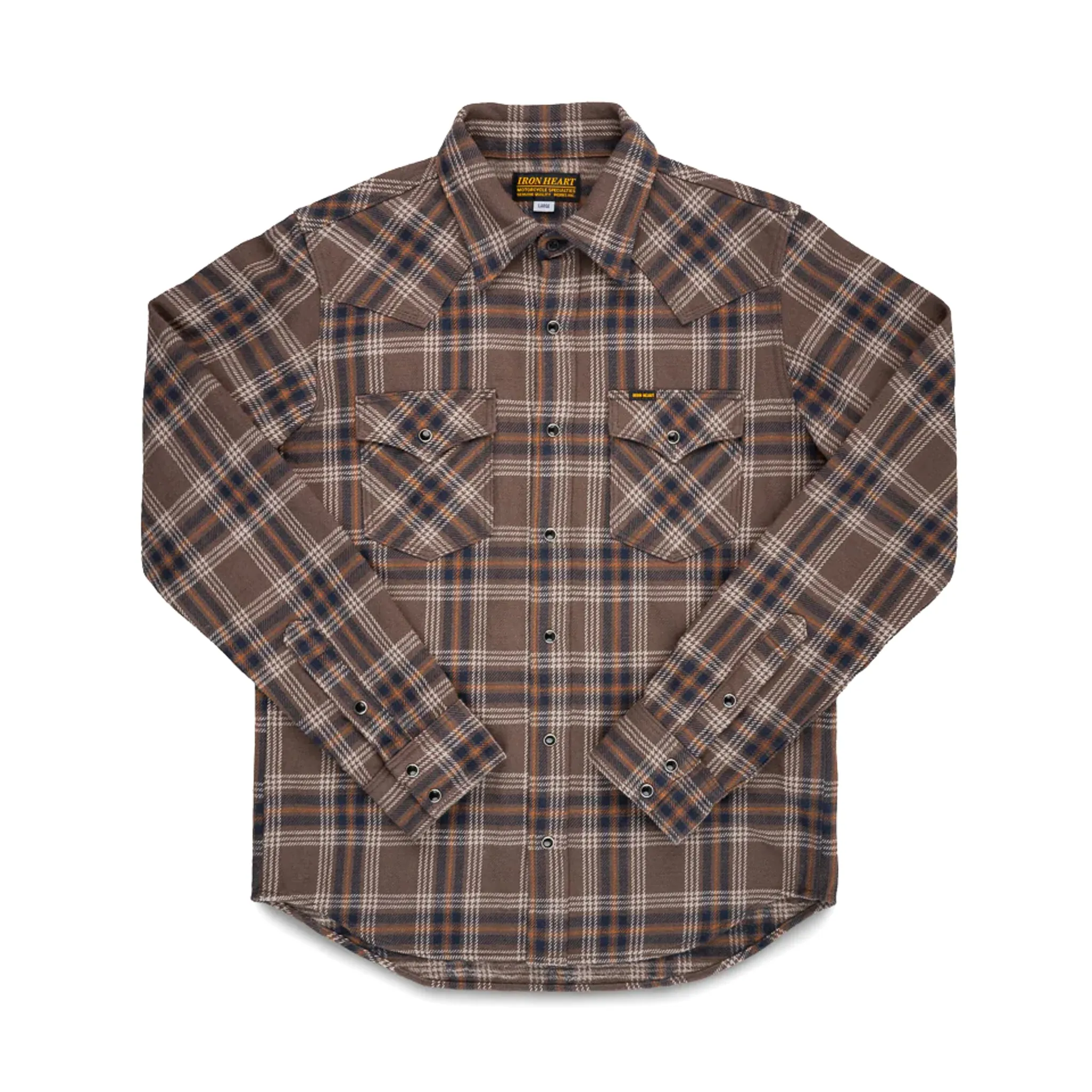 IHSH-431-BRN (FW25) Slubby Heavy Flannel Check Western Shirt - Brown sold by BlackBlue