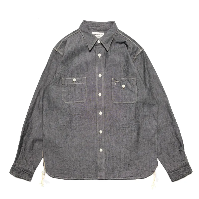 SJCBS25W Selvedge Chambray Work Shirt - Black sold by BlackBlue