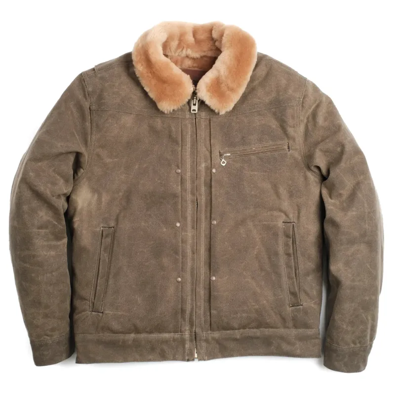 RJ-2 20oz Shearling Lined Waxed Canvas Jacket - Tobacco sold by BlackBlue