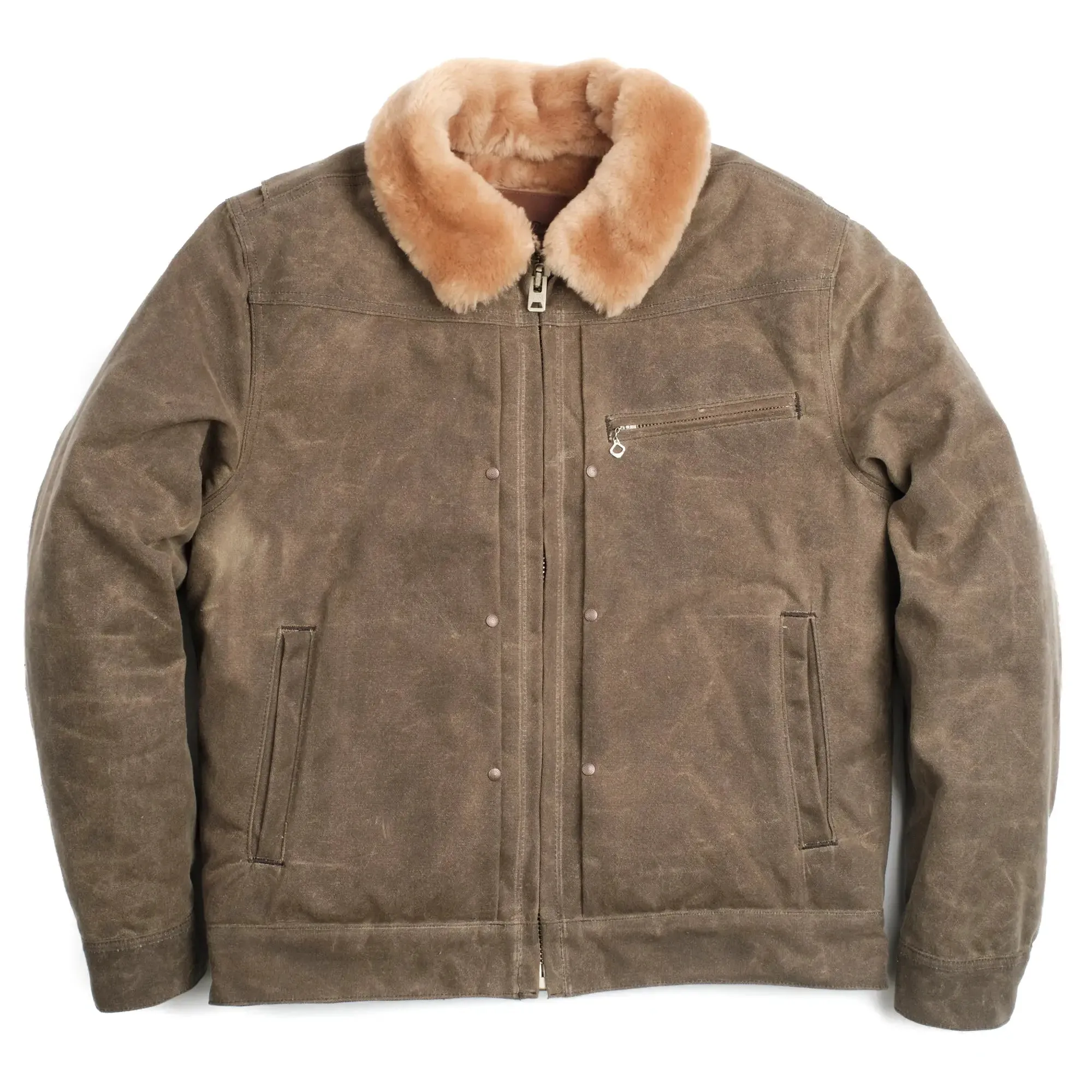 RJ-2 20oz Shearling Lined Waxed Canvas Jacket - Tobacco sold by BlackBlue