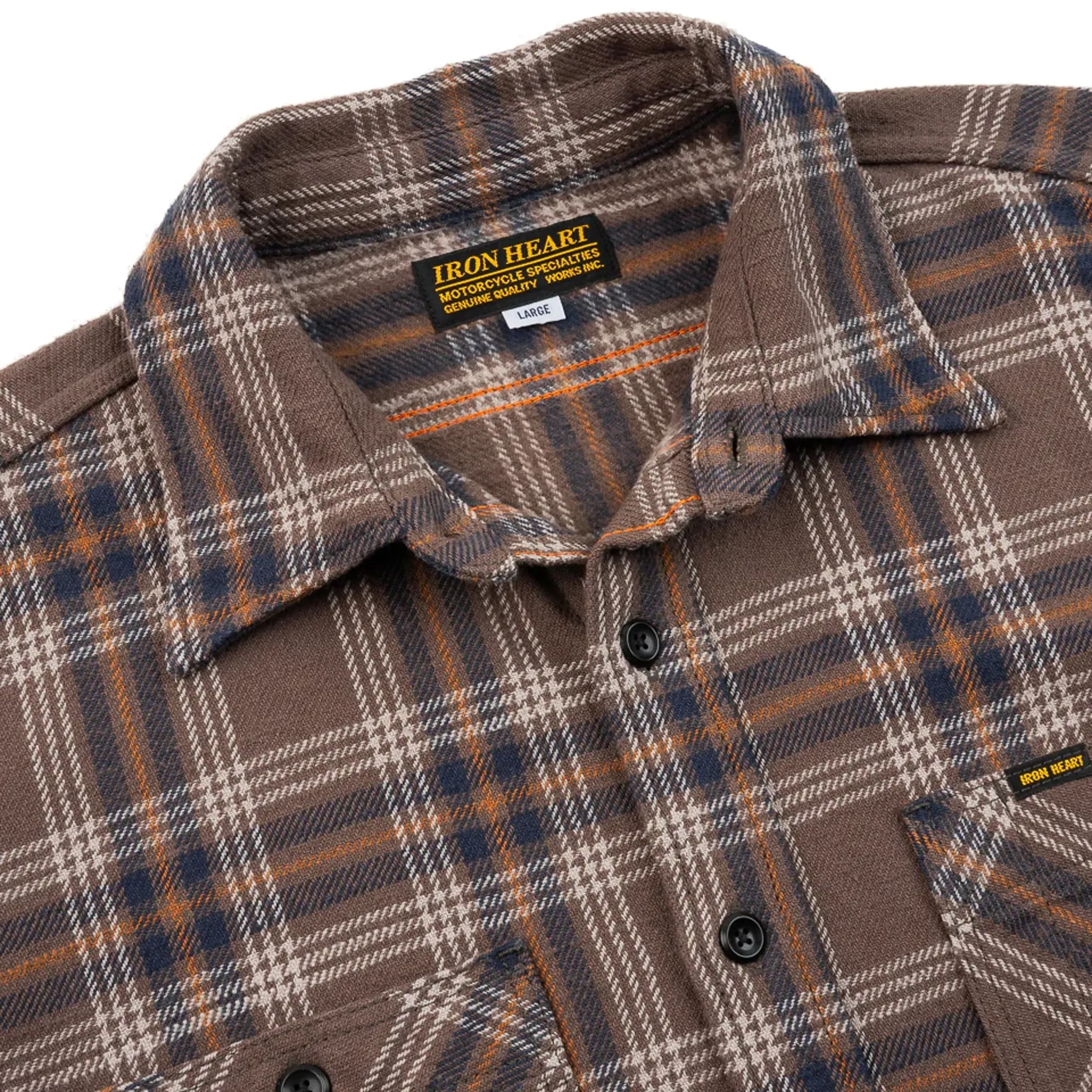 IHSH-430-BRN Slubby Heavy Flannel Check Work Overshirt - Brown sold by BlackBlue product image thumbnail 4