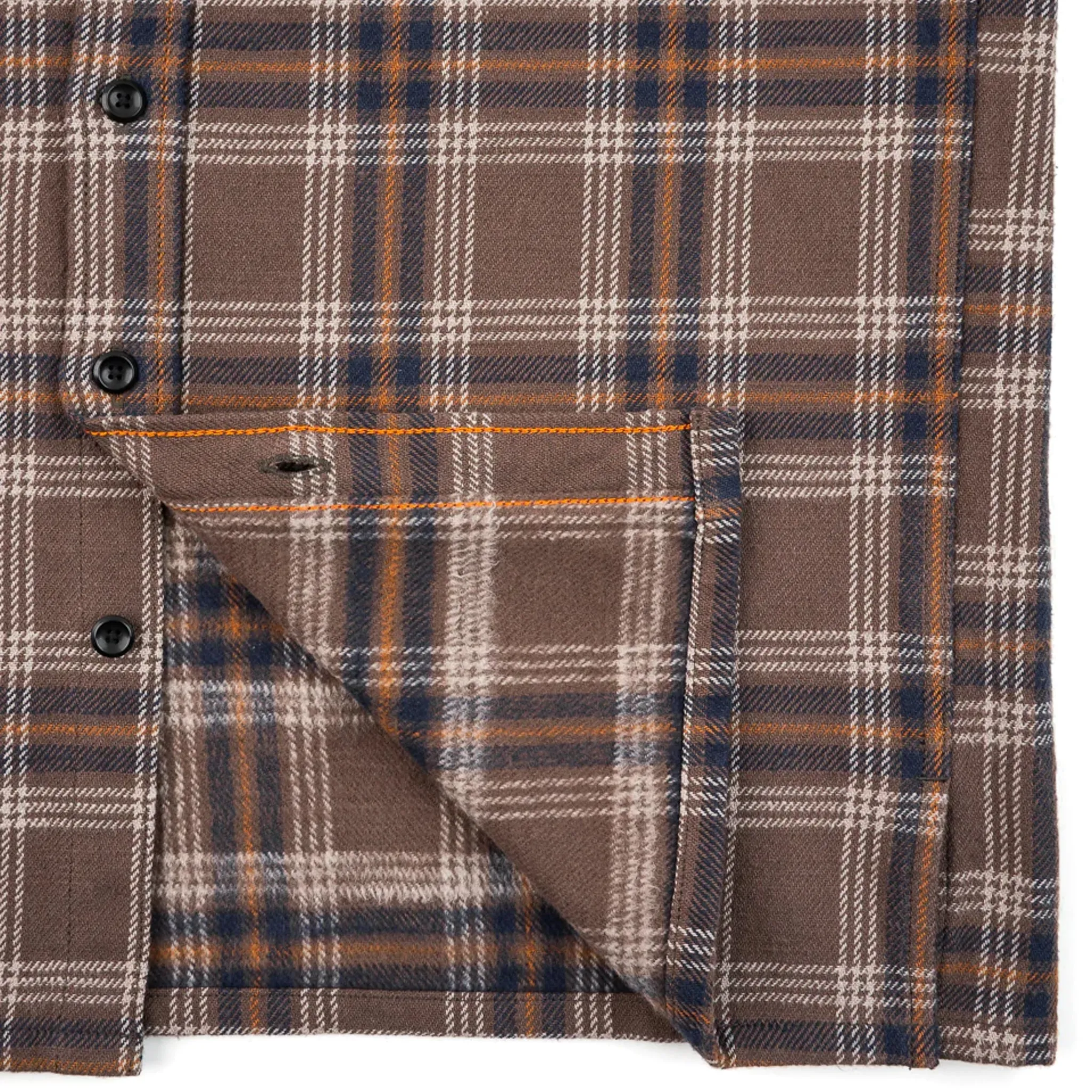 IHSH-430-BRN Slubby Heavy Flannel Check Work Overshirt - Brown sold by BlackBlue product image thumbnail 5