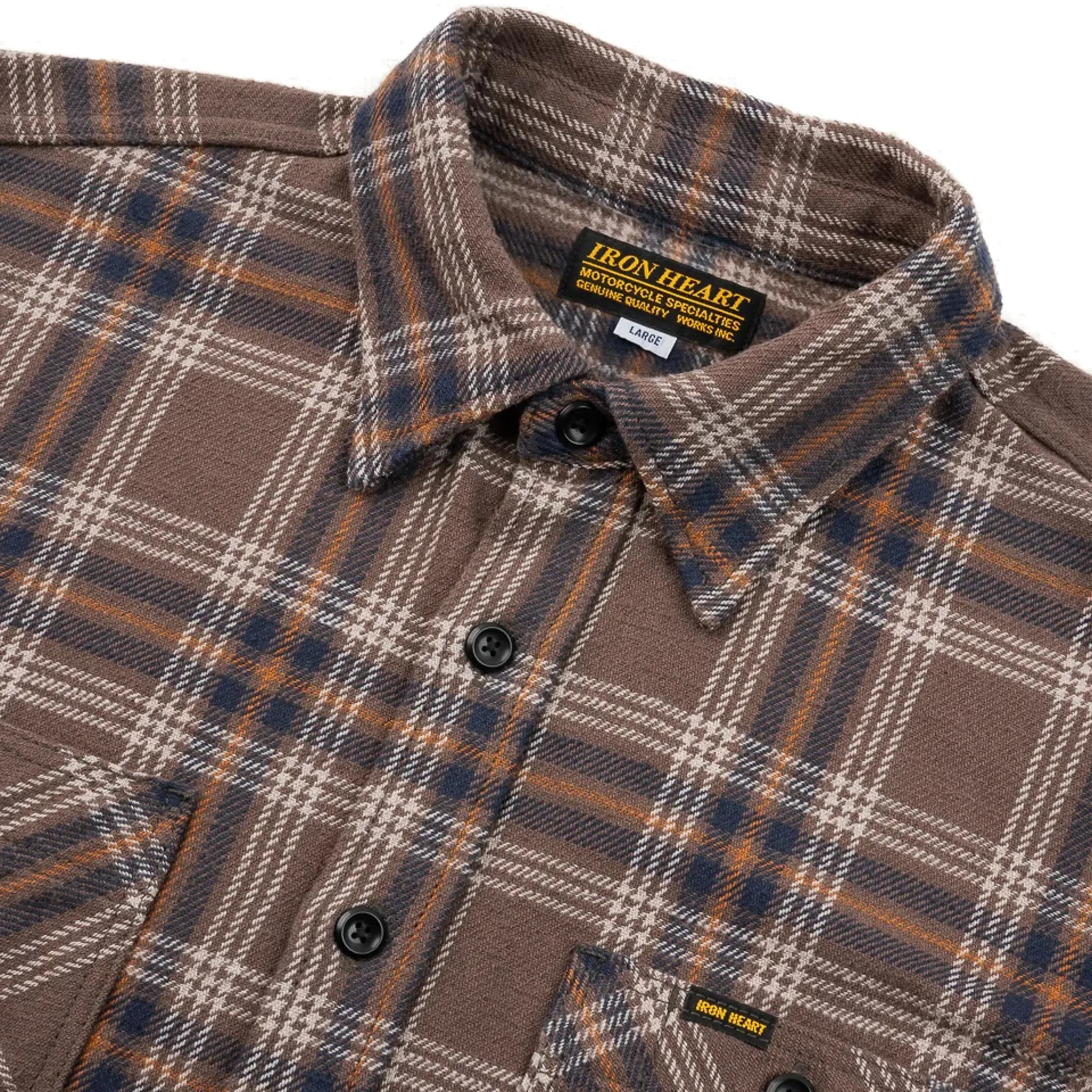 IHSH-430-BRN Slubby Heavy Flannel Check Work Overshirt - Brown sold by BlackBlue product image thumbnail 3