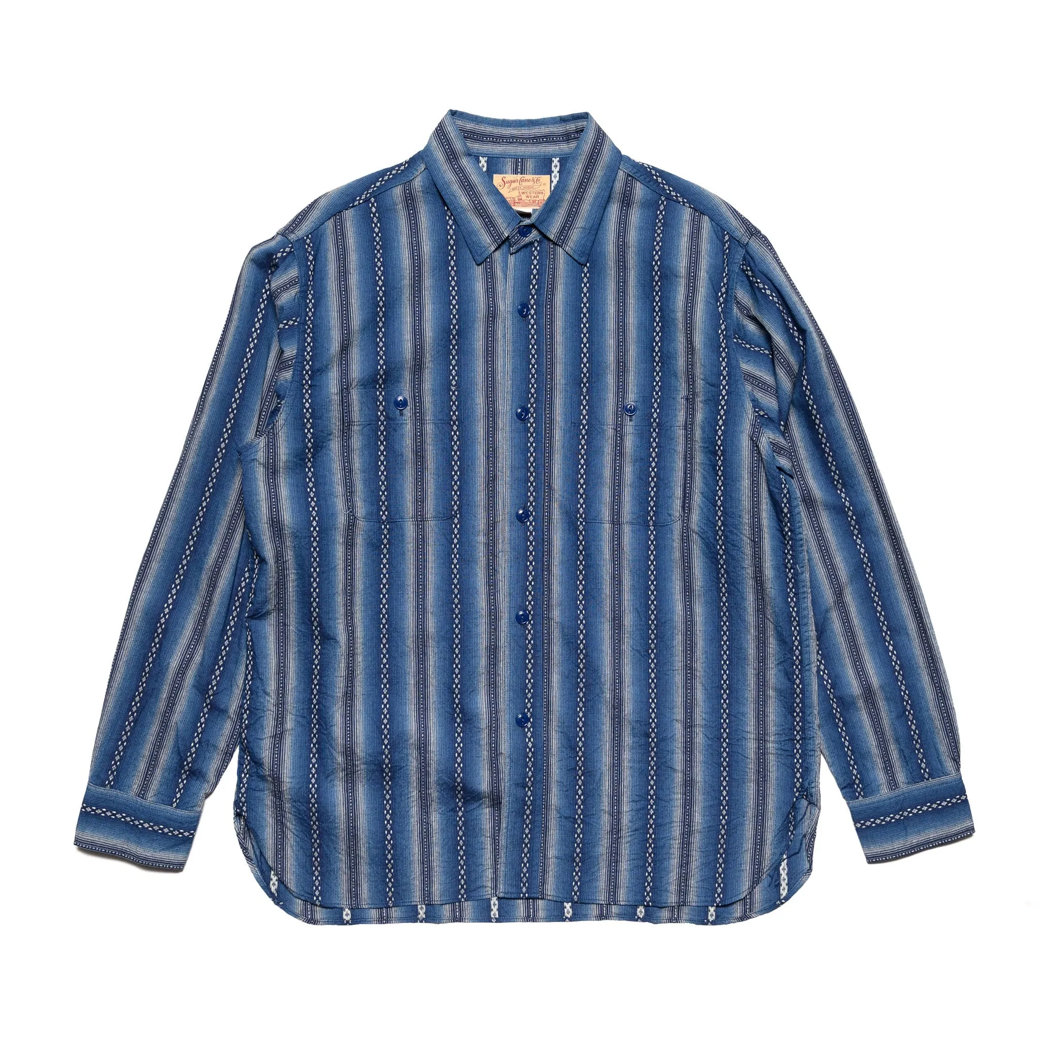 SC29462 Southwestern Dobby Stripe LS Work Shirt - Navy sold by BlackBlue